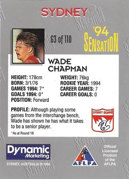 1994 AFL Sensation #63 Wade Chapman Back